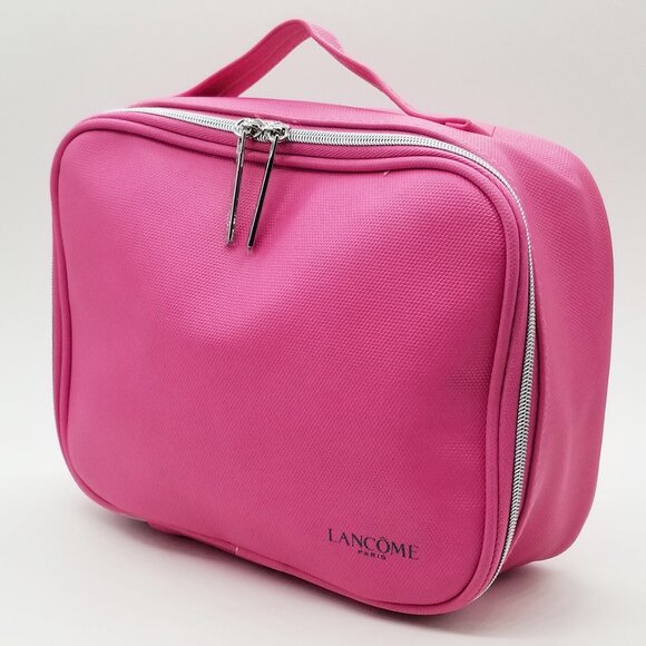 NEW Lancome Pink Cosmetics Makeup Bag Limited Edition 9.5"x7"x3" Travel Barbie - Picture 2 of 16